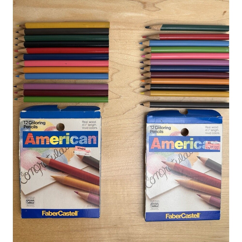 Vintage Faber-Castell American Colored Pencils 2 Packs 24 Pencils Total